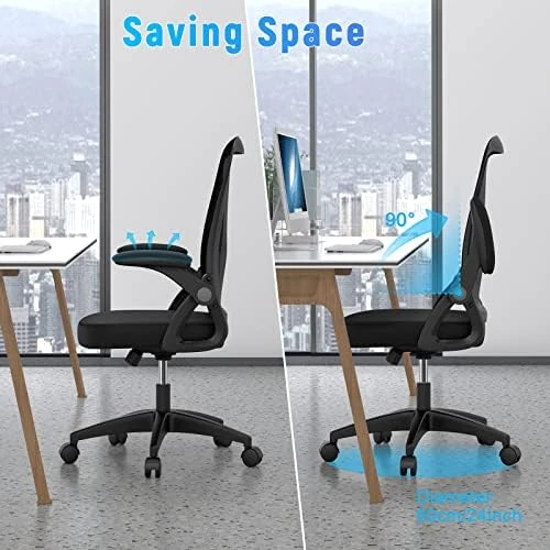 Ergonomic Office Chair, Mid Back Desk Chairs with Adjustable Height, Swivel Chair with Flip-Up Arms and Lumbar Support,... — Smart Chairs, naspaluro