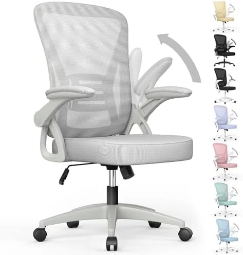 Ergonomic Office Chair, Mid Back Desk Chairs with Adjustable Height, Swivel Chair with Flip-Up Arms and Lumbar Support,... — Smart Chairs, naspaluro