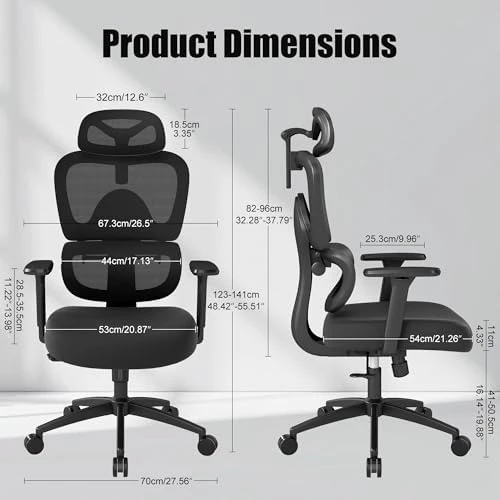Ergonomic Office Chair with Adjustable Lumbar Support, 3D Arms and Headrest — Smart Chairs, Keratee