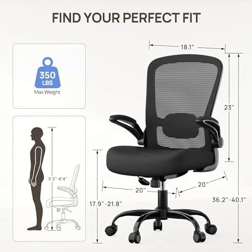 Ergonomic Office Chair with Flip-up Armrests & 135° Recline — Smart Chairs, Mimoglad