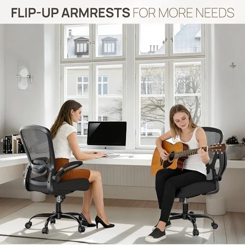 Ergonomic Office Chair with Flip-up Armrests & 135° Recline — Smart Chairs, Mimoglad