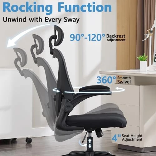 Ergonomic Office Chair with Headrest, Lumbar Support & Flip-up Armrests — Smart Chairs, OwgeinSet