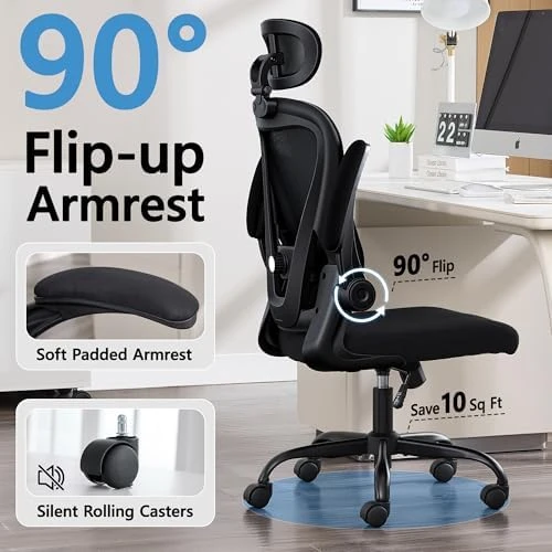 Ergonomic Office Chair with Headrest, Lumbar Support & Flip-up Armrests — Smart Chairs, OwgeinSet