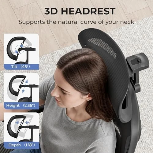Ergonomic Office Chair with Headrest, Lumbar Support, Flip-Up Armrests, Thick Memory Foam Seat — Smart Chairs, FAMIDOLE