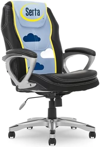 Executive Office Chair with Faux Leather and Mesh, Adjustable Ergonomic Comfy Seat with Lumbar Support — Smart Chairs, Serta
