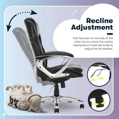 Executive Office Chair with Faux Leather and Mesh, Adjustable Ergonomic Comfy Seat with Lumbar Support — Smart Chairs, Serta