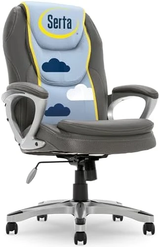 Executive Office Chair with Faux Leather and Mesh, Adjustable Ergonomic Comfy Seat with Lumbar Support — Smart Chairs, Serta
