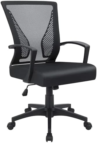 Mid Back Swivel Office Chair with Lumbar Support and Armrest — Smart Chairs, Furmax