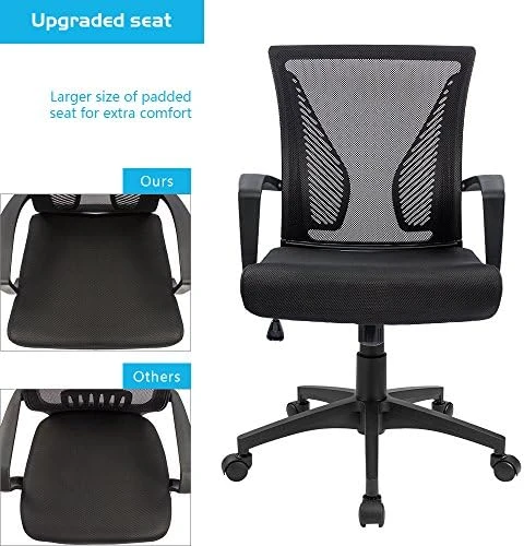 Mid Back Swivel Office Chair with Lumbar Support and Armrest — Smart Chairs, Furmax