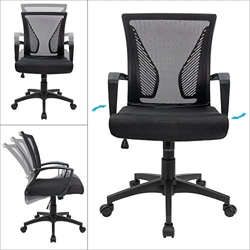 Mid Back Swivel Office Chair with Lumbar Support and Armrest — Smart Chairs, Furmax