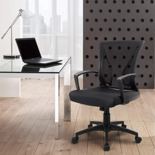 Mid Back Swivel Office Chair with Lumbar Support and Armrest — Smart Chairs, Furmax