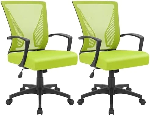 Mid Back Swivel Office Chair with Lumbar Support and Armrest — Smart Chairs, Furmax