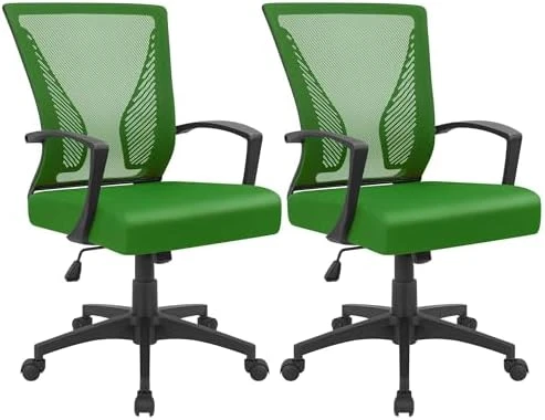 Mid Back Swivel Office Chair with Lumbar Support and Armrest — Smart Chairs, Furmax