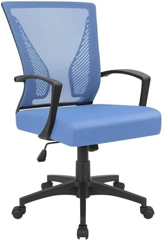 Mid Back Swivel Office Chair with Lumbar Support and Armrest — Smart Chairs, Furmax