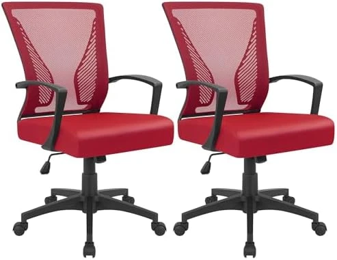 Mid Back Swivel Office Chair with Lumbar Support and Armrest — Smart Chairs, Furmax