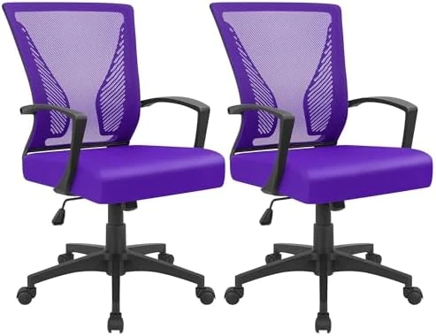 Mid Back Swivel Office Chair with Lumbar Support and Armrest — Smart Chairs, Furmax