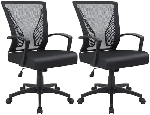 Mid Back Swivel Office Chair with Lumbar Support and Armrest — Smart Chairs, Furmax