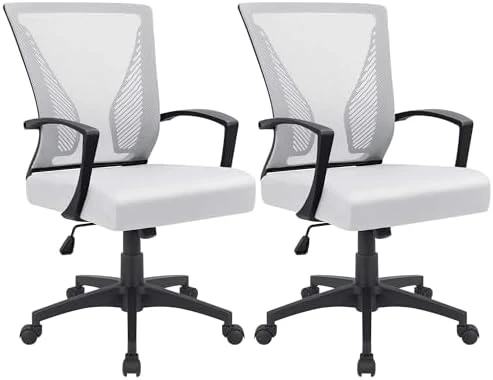 Mid Back Swivel Office Chair with Lumbar Support and Armrest — Smart Chairs, Furmax