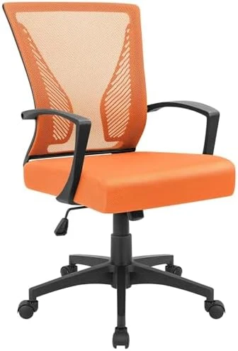 Mid Back Swivel Office Chair with Lumbar Support and Armrest — Smart Chairs, Furmax