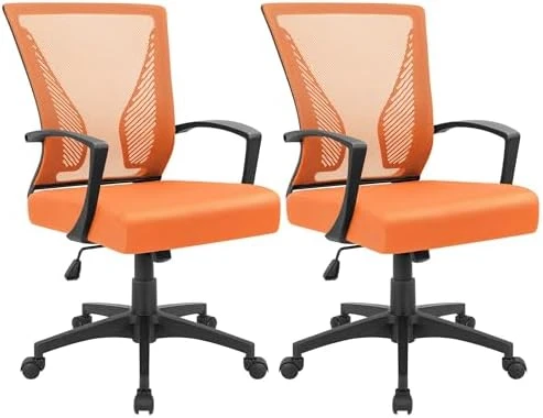 Mid Back Swivel Office Chair with Lumbar Support and Armrest — Smart Chairs, Furmax