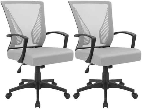 Mid Back Swivel Office Chair with Lumbar Support and Armrest — Smart Chairs, Furmax