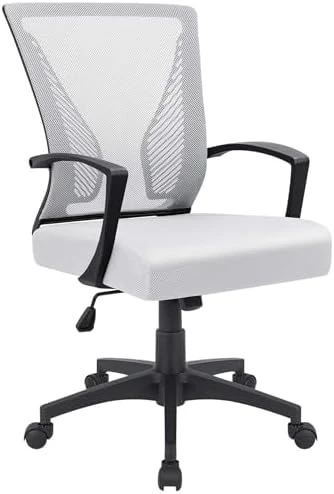 Mid Back Swivel Office Chair with Lumbar Support and Armrest — Smart Chairs, Furmax