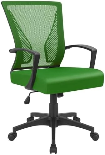 Mid Back Swivel Office Chair with Lumbar Support and Armrest — Smart Chairs, Furmax