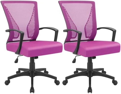 Mid Back Swivel Office Chair with Lumbar Support and Armrest — Smart Chairs, Furmax