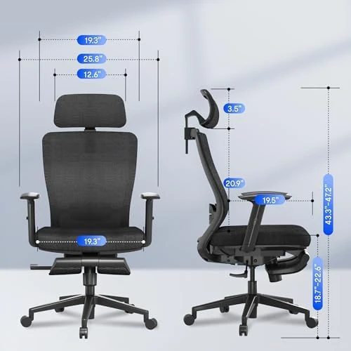 OC3 Ergonomic Office Chair with Footrest — Smart Chairs, FLEXISPOT