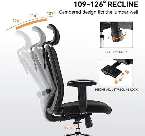 Office Chair Ergonomic Desk Chair, Breathable Mesh Design High Back Computer Chair, Adjustable Headrest and Lumbar... — Smart Chairs, SIHOO