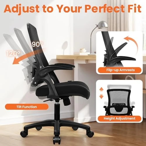 Office Desk Gaming Chair Computer High Back Mesh Seat with Rolling Wheels Ergonomic Adjustable Comfy Flip-up Armrests... — Smart Chairs, NEO CHAIR