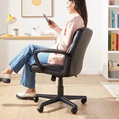 Office Task Chair with Adjustable Height, 360° Swivel, Padded Armrests, Mid-Back, Rolling — Smart Chairs, Amazon Basics