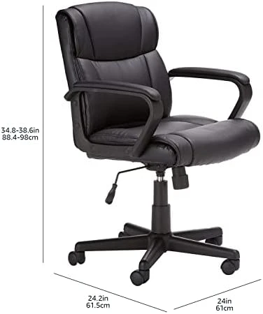 Office Task Chair with Adjustable Height, 360° Swivel, Padded Armrests, Mid-Back, Rolling — Smart Chairs, Amazon Basics
