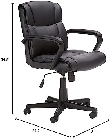 Office Task Chair with Adjustable Height, 360° Swivel, Padded Armrests, Mid-Back, Rolling — Smart Chairs, Amazon Basics