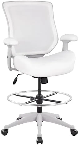 400lbs Mid Back Mesh Ergonomic Drafting Chair for Standing Desk Office Wide Chair with Built-in Lumbar Support, Big... — Smart Chairs, BOLISS