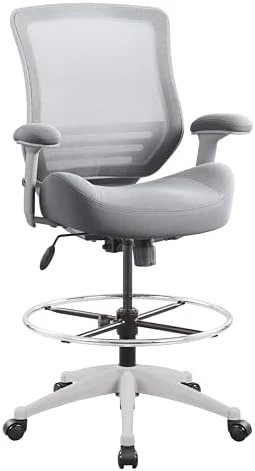 400lbs Mid Back Mesh Ergonomic Drafting Chair for Standing Desk Office Wide Chair with Built-in Lumbar Support, Big... — Smart Chairs, BOLISS