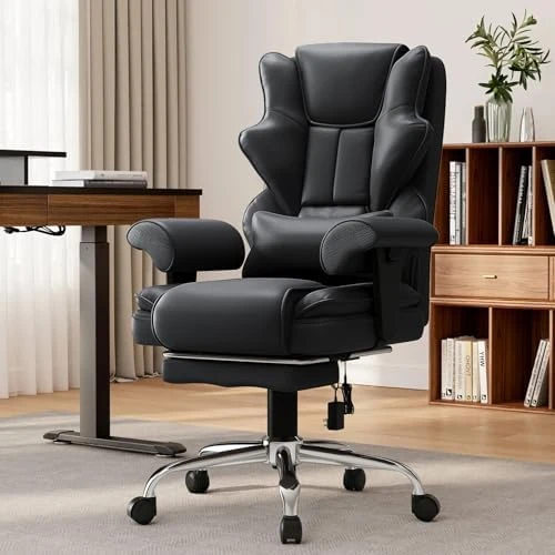 7-Point Massage Office Chair with Heated Desk, Ergonomic Executive Chair with Footrest, Adjustable Armrest — Massage Chairs, Mvpipi