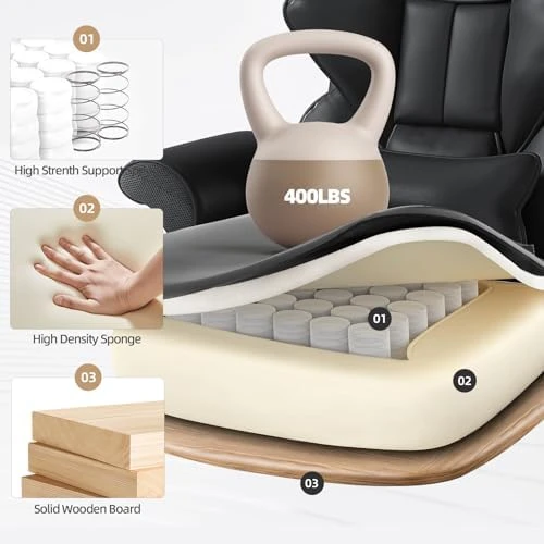 7-Point Massage Office Chair with Heated Desk, Ergonomic Executive Chair with Footrest, Adjustable Armrest — Massage Chairs, Mvpipi
