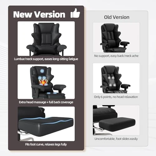 7-Point Massage Office Chair with Heated Desk, Ergonomic Executive Chair with Footrest, Adjustable Armrest — Massage Chairs, Mvpipi