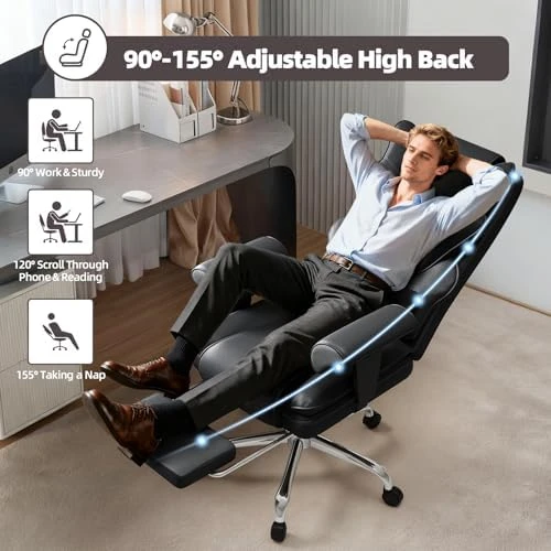 7-Point Massage Office Chair with Heated Desk, Ergonomic Executive Chair with Footrest, Adjustable Armrest — Massage Chairs, Mvpipi
