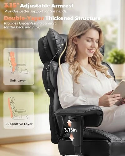 Big and Tall Office Chair with Footrest — Smart Chairs, COMHOMA