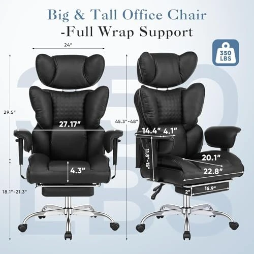 Big and Tall Office Chair with Footrest — Smart Chairs, Simple Deluxe