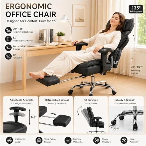 Big and Tall Office Chair with Footrest — Smart Chairs, Simple Deluxe