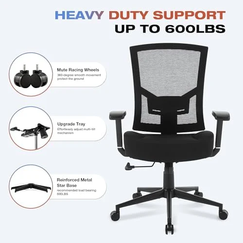 Big and Tall Office Chair with Lumbar Support — Smart Chairs, MAHOMICO