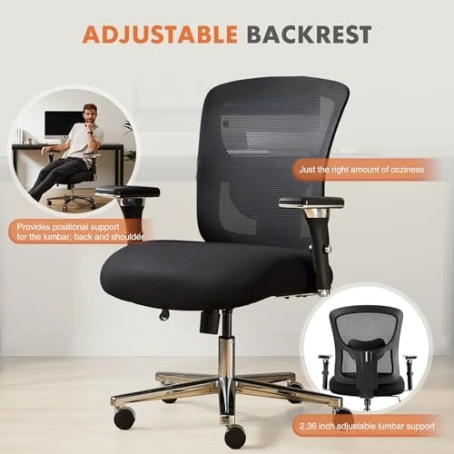 Big and Tall Office Desk Chair with Lumbar Support — Smart Chairs, Sweetcrispy