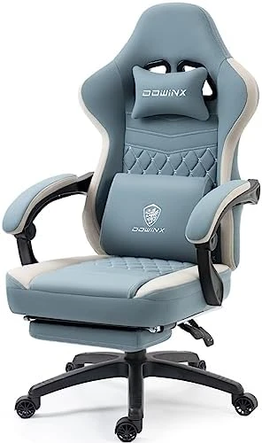 Breathable Fabric Gaming Chair with Gel Pad and Footrest — Smart Chairs, Dowinx