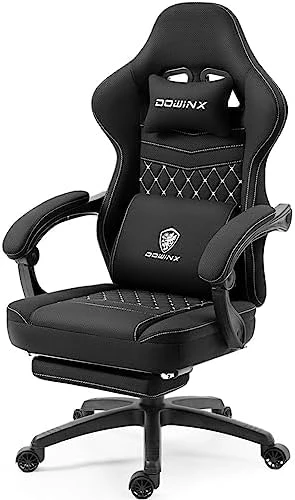 Breathable Fabric Gaming Chair with Gel Pad and Footrest — Smart Chairs, Dowinx