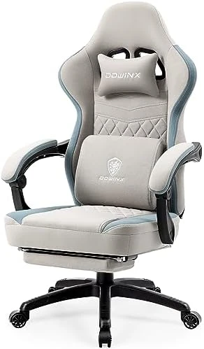 Breathable Fabric Gaming Chair with Gel Pad and Footrest — Smart Chairs, Dowinx