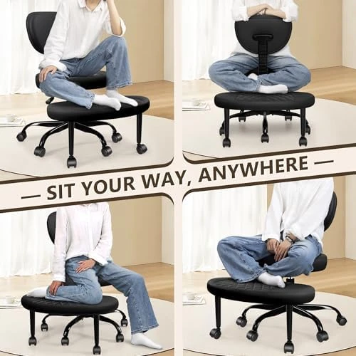 Ergonomic Cross Legged Office Chair with Wheels — Smart Chairs, AtHope