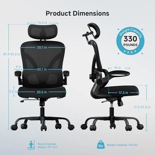 Ergonomic Office Chair with Lumbar Support & Headrest — Smart Chairs, PKPT